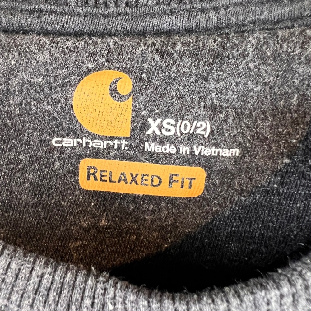 Carhartt Womens Relaxed Fit Logo Sleeve Sweatshirt Charcoal Gray XS 0/2 Raglan - Picture 6 of 7
